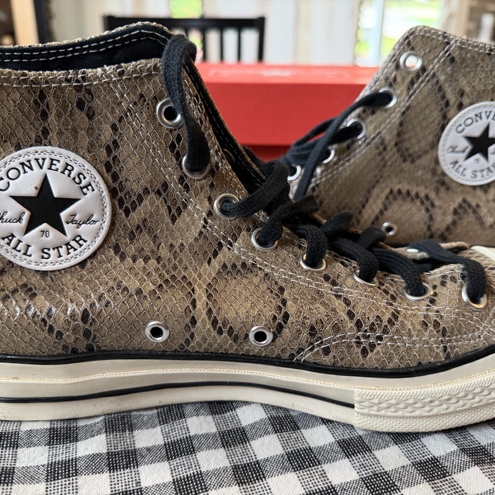 Converse Snake Print High-Top Sneakers - Brown and Black